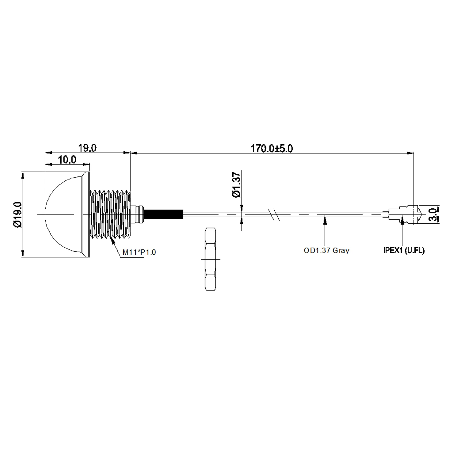 Mini Small Antenna 2.4G 5.8G Dual Band WIFI Waterproof IPEX1/U.FL Connector RF1.37 Coaxial Cable 2.4GHz 5.8GHz