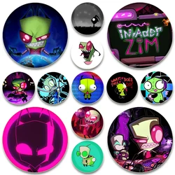 ET Green Invader ZIM Pins,funny Cartoon Badge,HD Glossy Surface Anime Brooches,Breastpin for Backpack Clothes Gifts Accessory