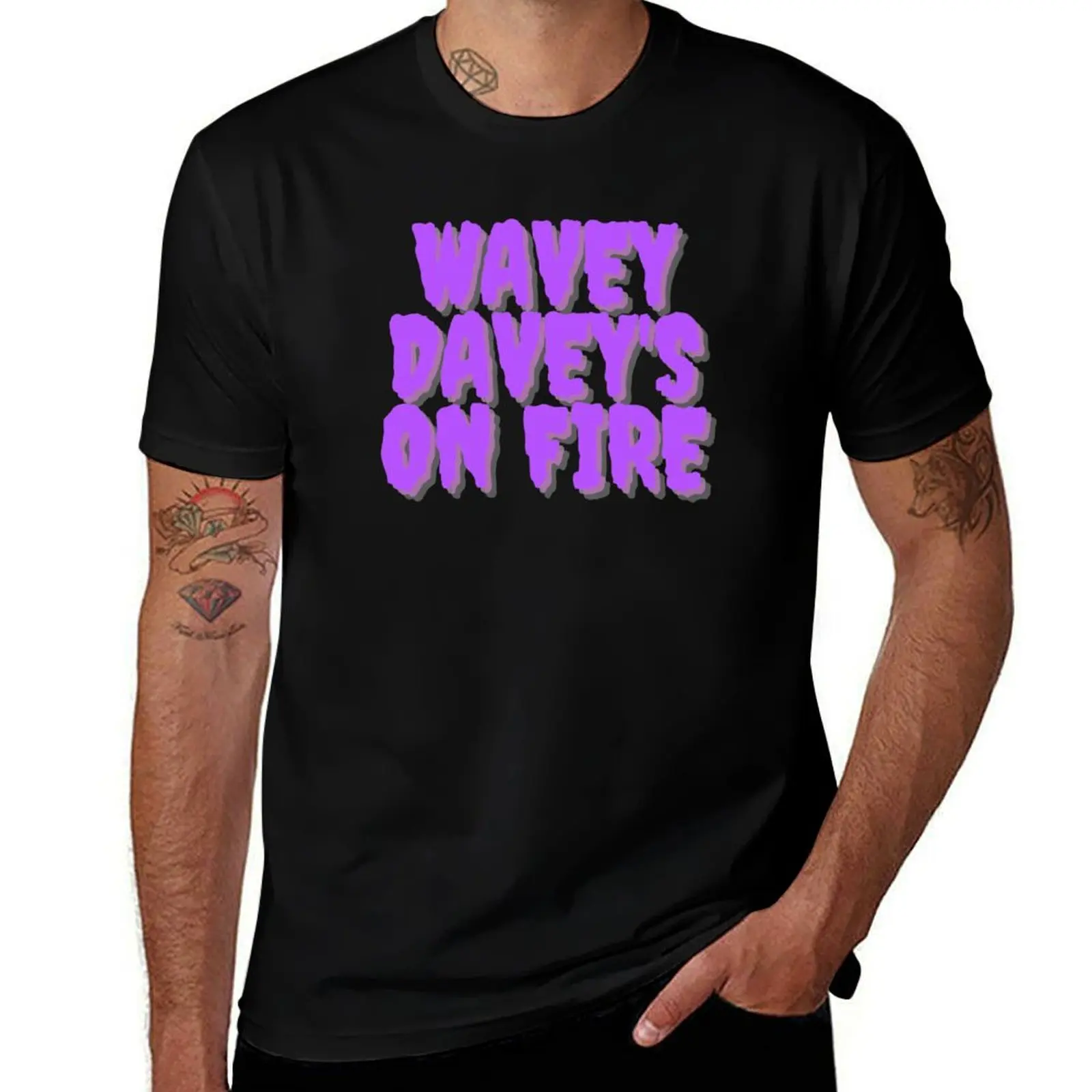 wavey davey's on fire T-Shirt custom t shirt graphic t shirts men t shirts high quality