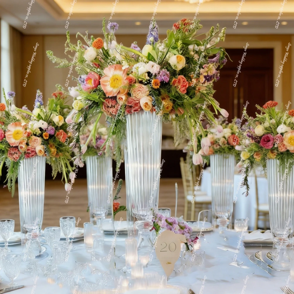 2-12pcs 70cm  Wedding Tabletop Nordic Modern Tall Centerpiece Glass Clear Long Stem Cylinder Flower Vase for Centerpiece