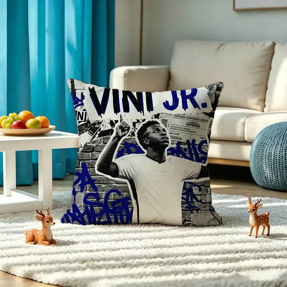 Brazil Vinicius Junior V-Vini Pillow Case Square Double-Sided Sofa Cushion Cover Bedroom Bedside Pillow