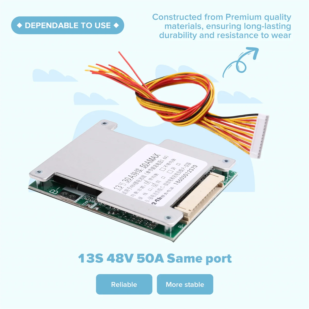 ABXK 13S 48V 50A مع توازن بطارية ليثيوم أيون حزمة لوح حماية بطارية ليثيوم مقياس التوازن في لوحة دوائر كهربائية