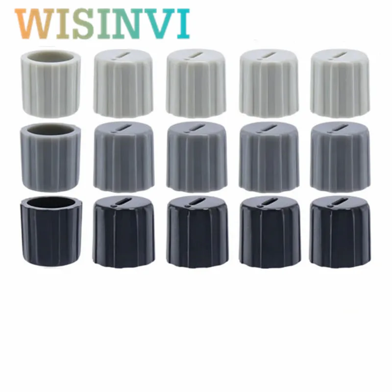 20pcs 10x10mm Plastic Potentiometer Knob Cap 6mm Spline Flower Shaft Rotary Encoder Knob Inverter Volume Control Adjustment Knob