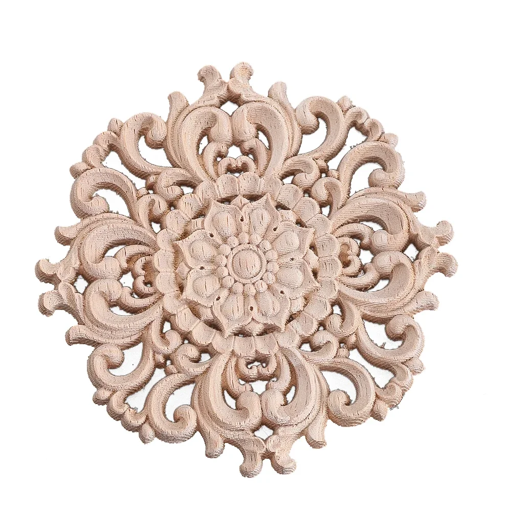 Rounded Hollowed Out Solid Wood Carving Board Cupboard Door Accessory Bedroom Background Wall Ornamental Home Decoration