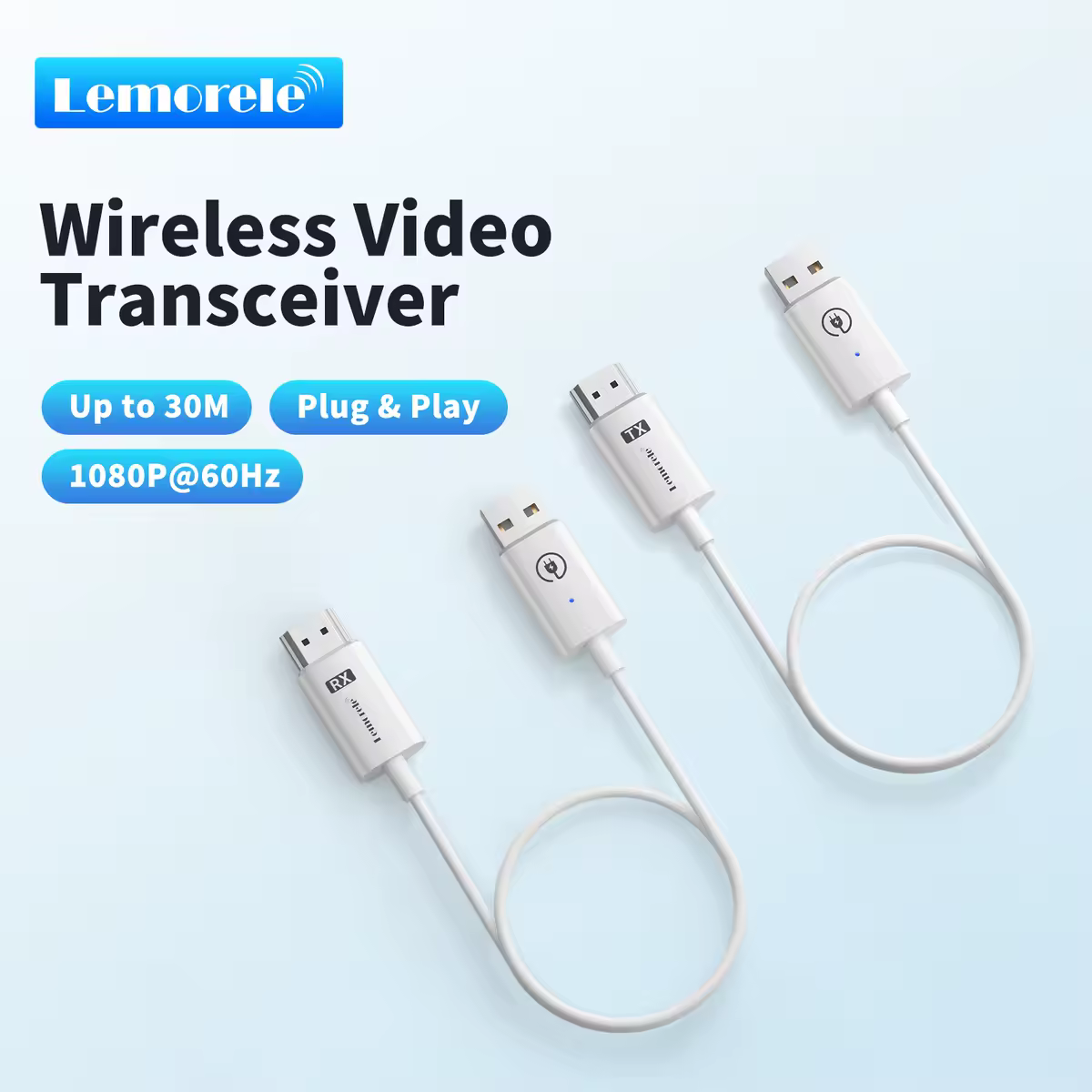 Kit émetteur-récepteur HDMI sans fil USB Lemorele, extension 30M, dongle d'affichage sans fil pour TV, caméra, streaming, projecteur