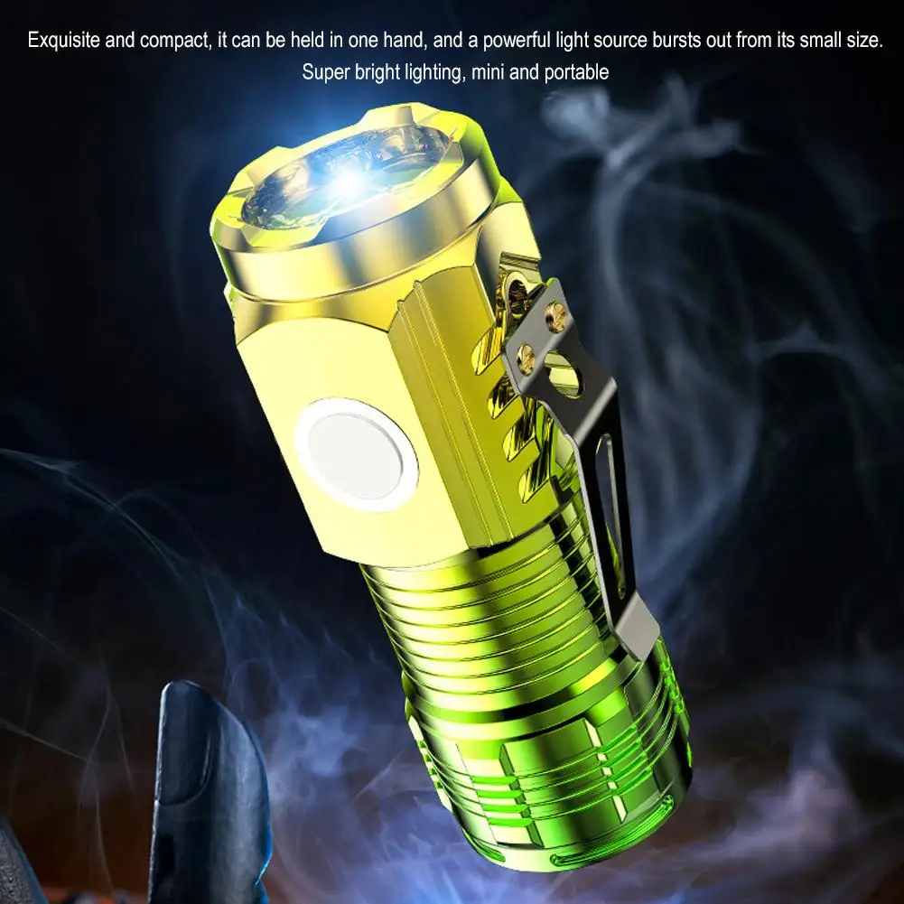 Mini Portable Flashlight Super Magnetic Attraction Led Three-eyed Chargeable Portable Lighting New Waterproof Flashlight