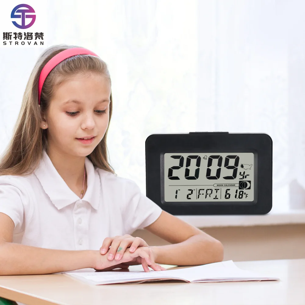 

Smart Electronic Backlight Night Light Clock Snooze Alarm Radio Wave Automatic Time Adjustment Temperature Humidity Electronics