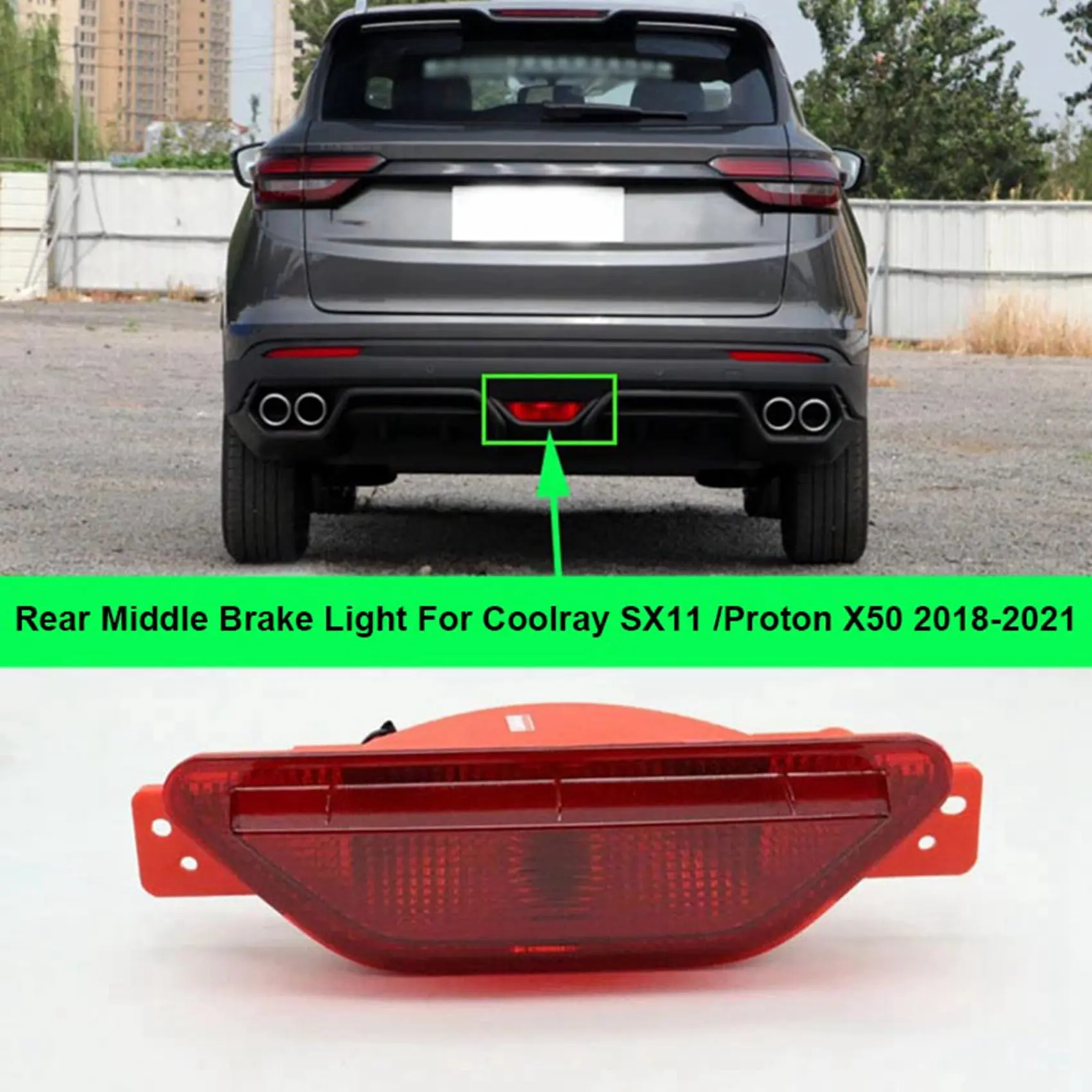 Rear Bumper Lights Assembly Middle Brake Light Reflector Fog Lamp for Geely Coolray SX11 /Proton X50 2018-2021