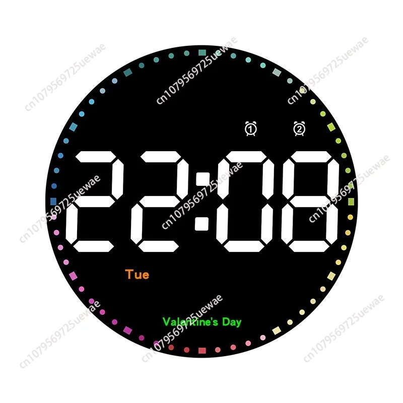 10-inch Led Round Digital Wall Clock With Remote Control 10 Levels Brightness Alarm Clock For Living Room Decoration