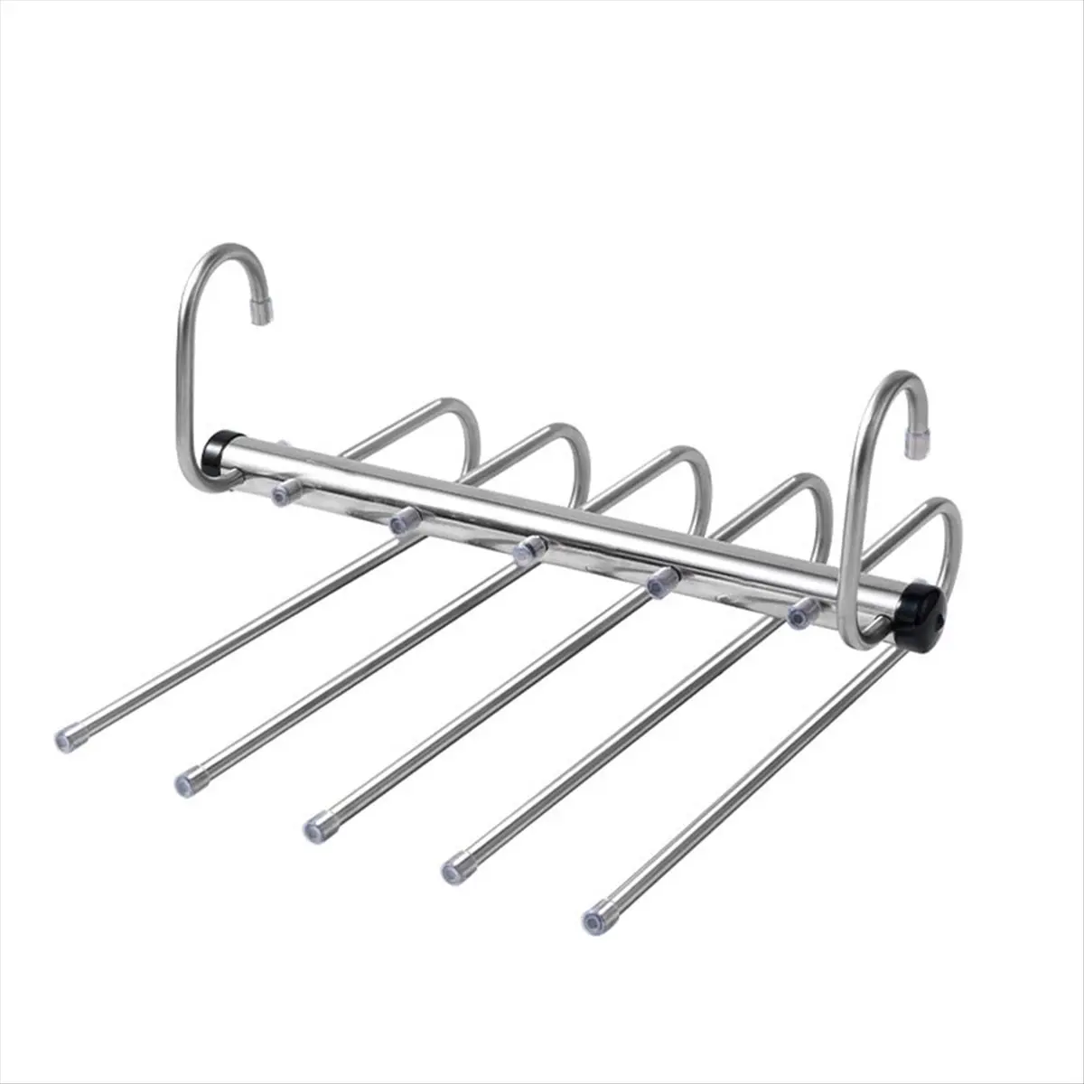 [HIGH] 5 Layers Folding Pants Hangers Stainless Steel Space Saving Clothes Rack Organizer for Wardrobe Jeans Trousers Scarf