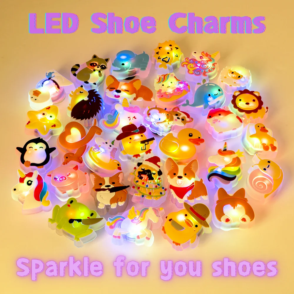 1 Stück LED-Schuhanhänger, Tier-LED-Pins für Kinder, Männer, Frauen, beleuchtete Schuhzubehör, Dekorationen, Geschenke, Sandalen, Clog, leuchtende Schnallen – Detail 1