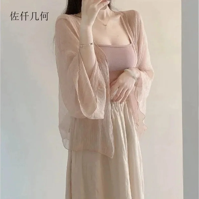 

New 2025 Summer Cardigan Women Chiffon Shawl Short Small Shawl Sunscreen Solid Jacket Female