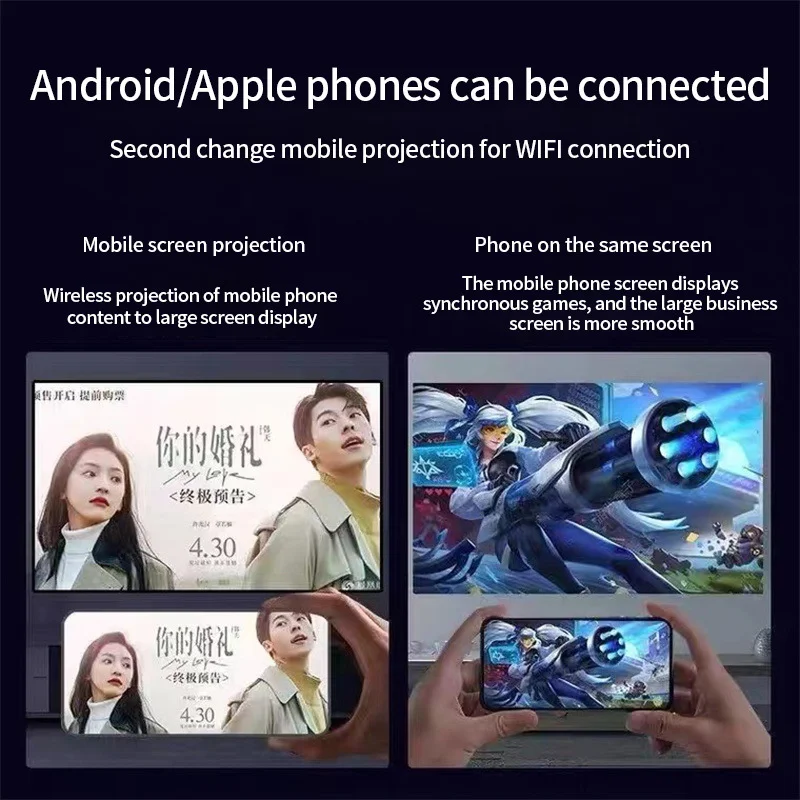 2024 New X10 Mini Projector Android 11 2.4G WiFi Built-In Stereo Adjustable Auto Focus Manual Focus Internet Access Education