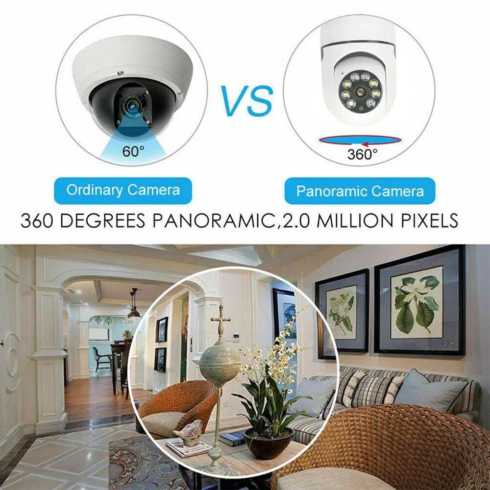 Dual Cameras Lamps E27 Binocular Cam Bulb Wifi 2.4G 5G CCTV LED Monitor Light 2MP 3MP 5W IP65 Waterproof Network Camera Lighting