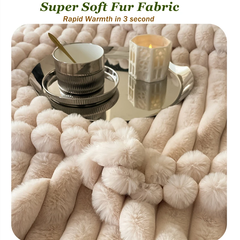 Faux Rabbit Fur Blanket 150x200cm Thick Winter Warm Blankets Sofa Throw 100x150cm High Quality Super Soft Flannel Fur Bedspread