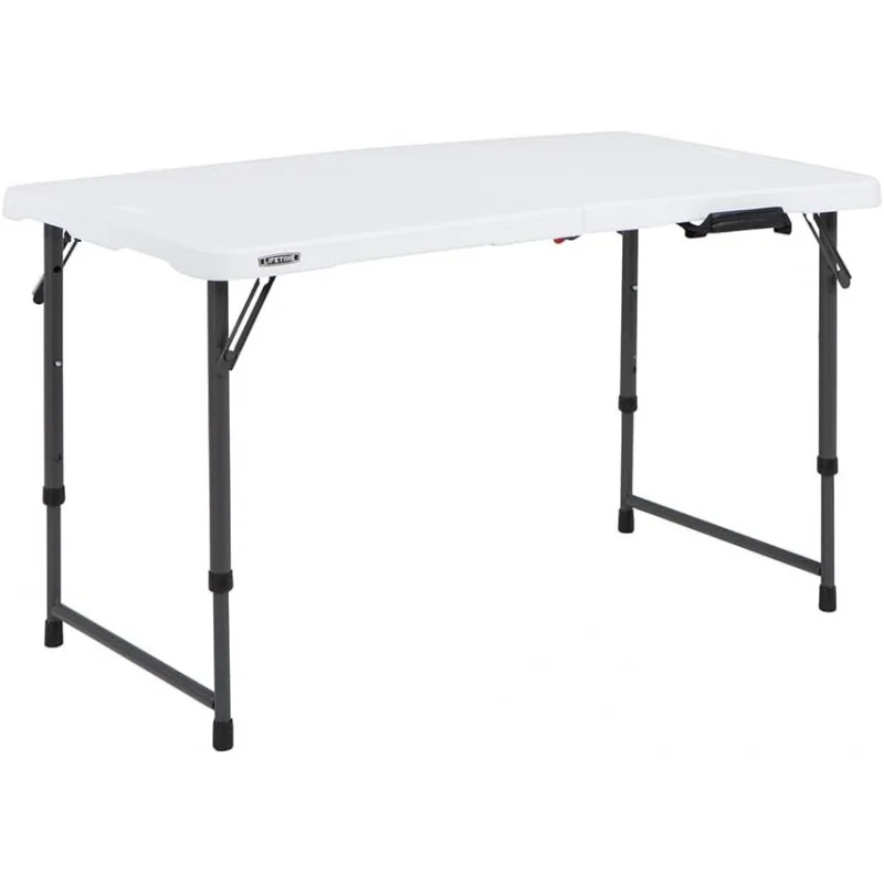 Fold-in-Half Adjustable Folding Table, 4 Foot
