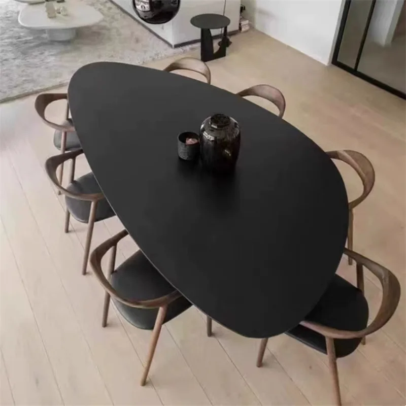 طاولة مؤتمرات غير منتظمة للمكتب من الخشب الصلب، طاولة طعام مكتبية منزلية بسيطة وحديثة #3