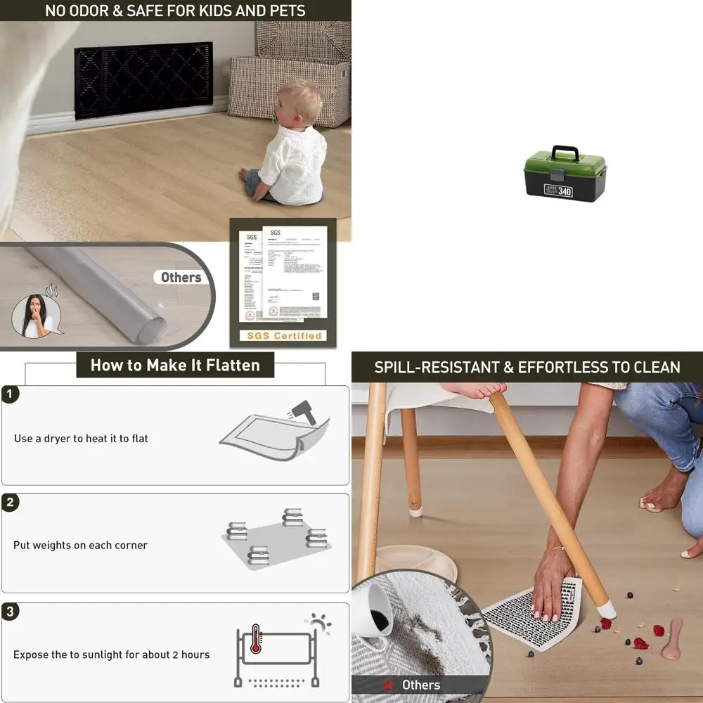 

Large 6'x9' Waterproof Dining Table Mat, Non-Slip Vinyl Rug Protector, Easy Clean Floor Cover for Home Living Room