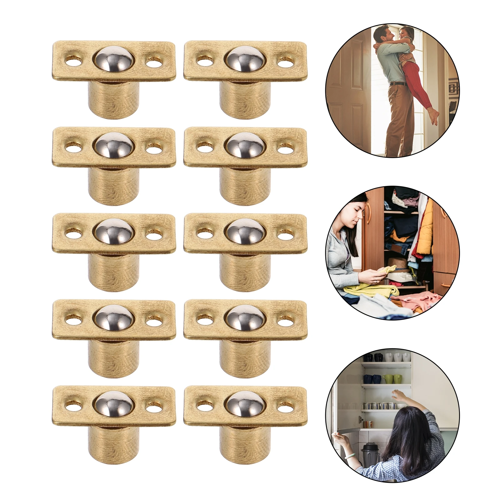 

10 Pcs Copper Bump Beads Catch Round Furniture Ball Latch Spring Door Adjustable