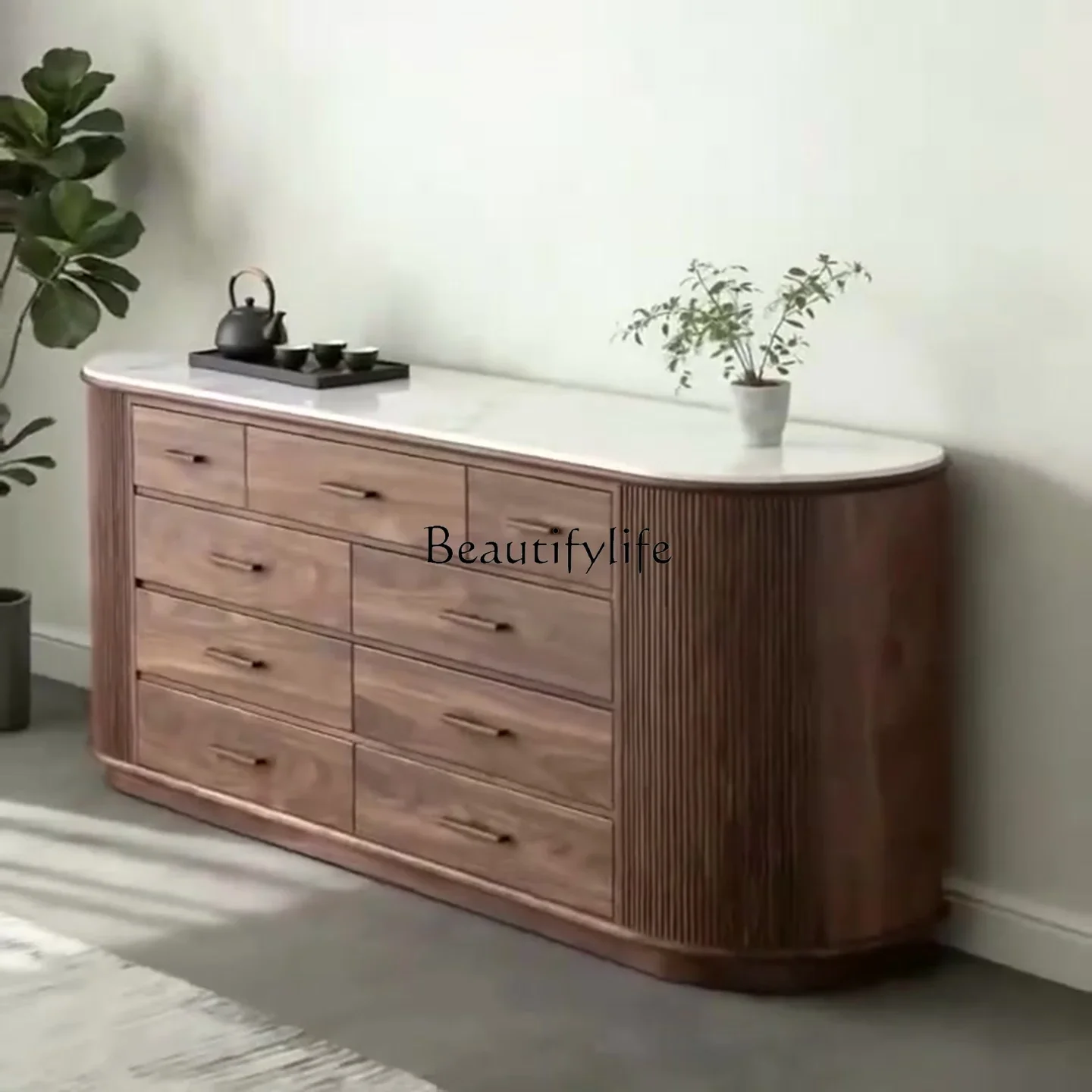 yj57 Solid wood seven-chest cabinet, living room, small apartment, bedroom storage, dining side cabinet