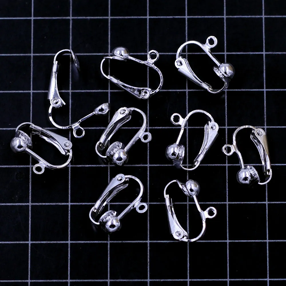 50Pcs Silver Plated Copper Earring Clips Loop Jewelry Making Findings 16x13mm