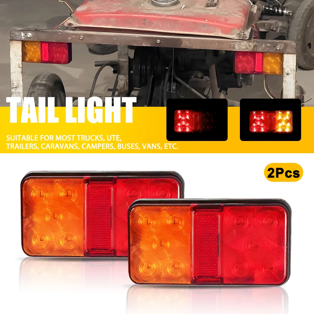 

2Pcs Super Bright LED Rear Tail Lights Reverse Stop Brake Turn Lamp for Lorry Truck Trailer Caravan Bus Motorhome 12V Pickup 24V