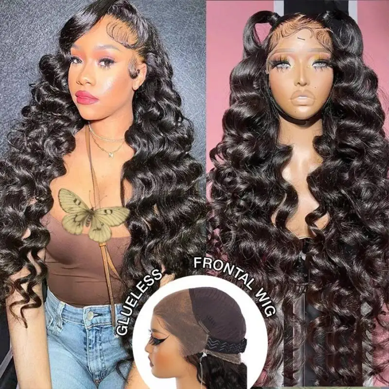 

13x4 200% 220% Glueless Wig HD Human Hair Wigs Straight Wig Ear To Ear Lace Frontal Wig Pre Cut Lace Loose Wave Lace Front Wig Pre Plucked Hair Line With Baby Hair Invisible Transparent Swiss Lace Wig For Women And Girls Beginner Friendly Daily Wear
