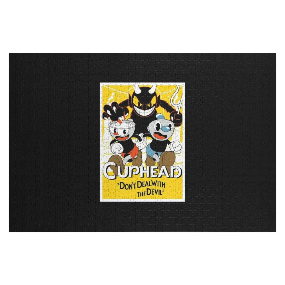 Cuphead-rompecabezas con nombre personalizado, caja de madera, animales