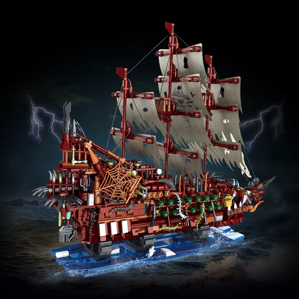 2159pcs Man Flying Dutchman Dutch Shipbuilder 16016 Pirate Movie Caribbean Set Bricks Brick Model Ship Toys DIY Christmas Gift