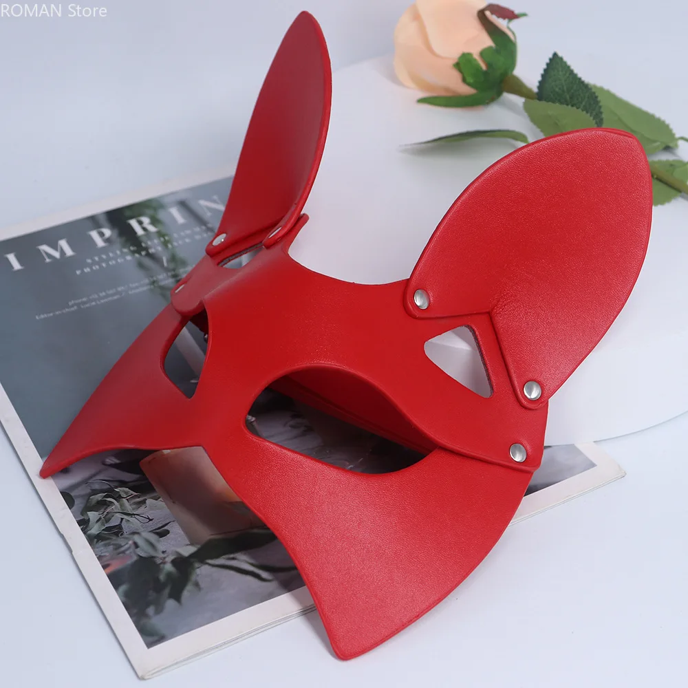 Masque en cuir PU noir, yeux Sexy pour adultes, visage de Cosplay de renard, Costumes érotiques sexuels pour femmes et hommes, masque de fête d'halloween, jouets de Cosplay