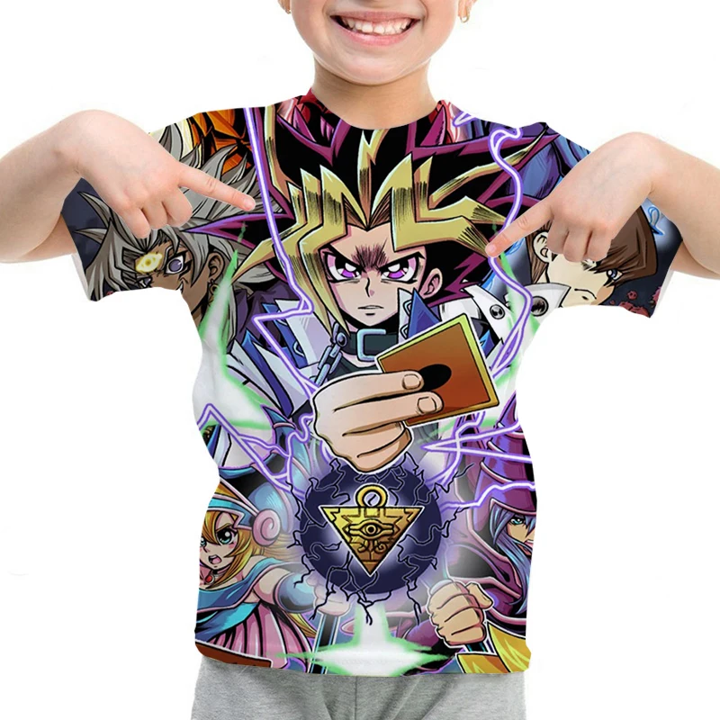 Game Yu-Gi-Oh! Printed T-Shirt Kids O-neck Short Sleeve Clothes Girls Casual Tshirt Tops Spring Summer T-shirt Children Clothing