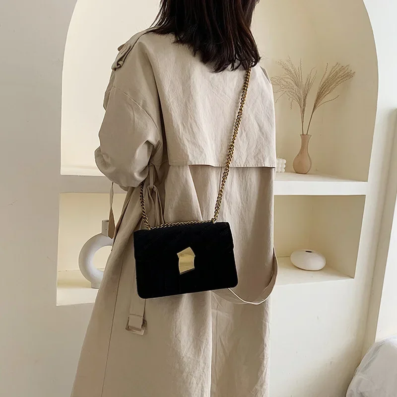 Quality Gold Velvet Crossbody Bags for Women Designer Small Shoulder Handbags Chain Messenger Bag Lady Mini Purses Hand Bag