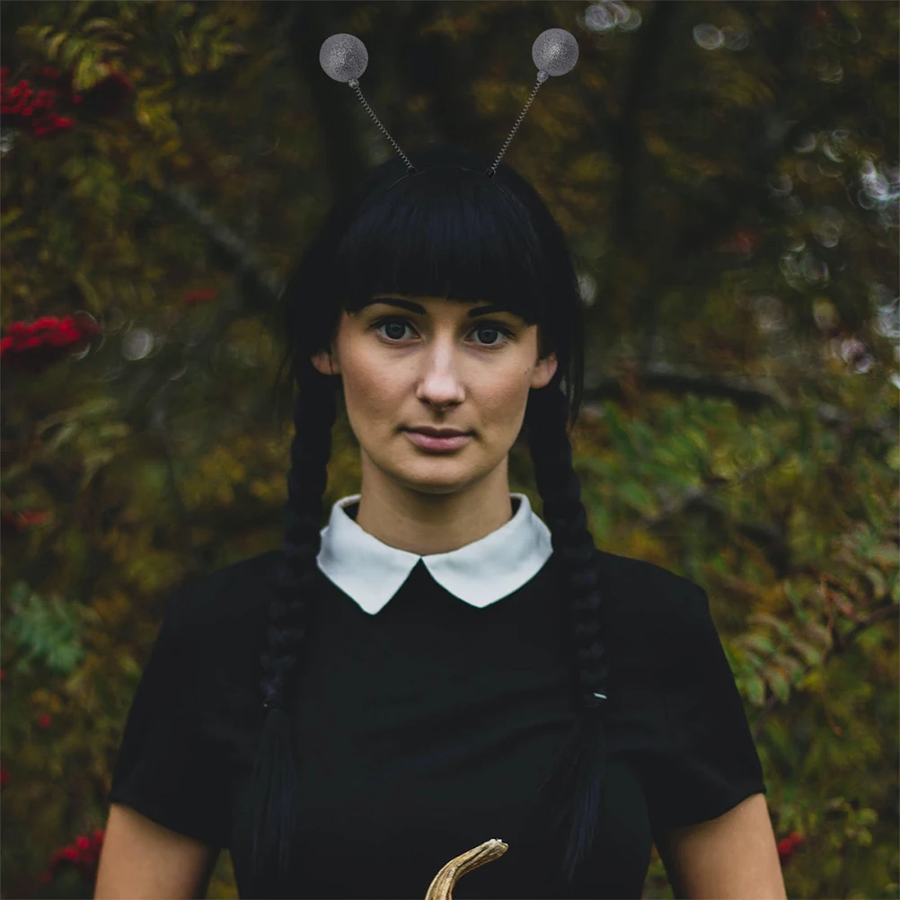 

2 set Silver Antenna Headband Saucer Man Glasses Costume Accessories Festival Hair Hoops Party Decorative Eyeglasses Funny