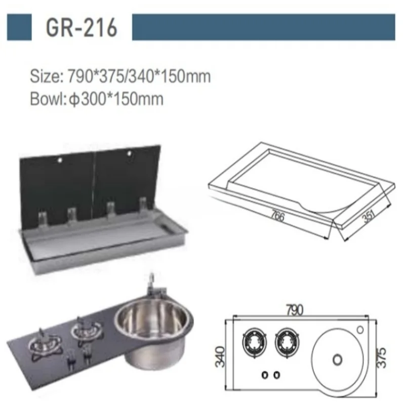 Picture 3: RV Camper Small Size with Sink Integrated Stainless Steel Double Burner Gas Stove RV Camper Kitchen Modification Gas Stove