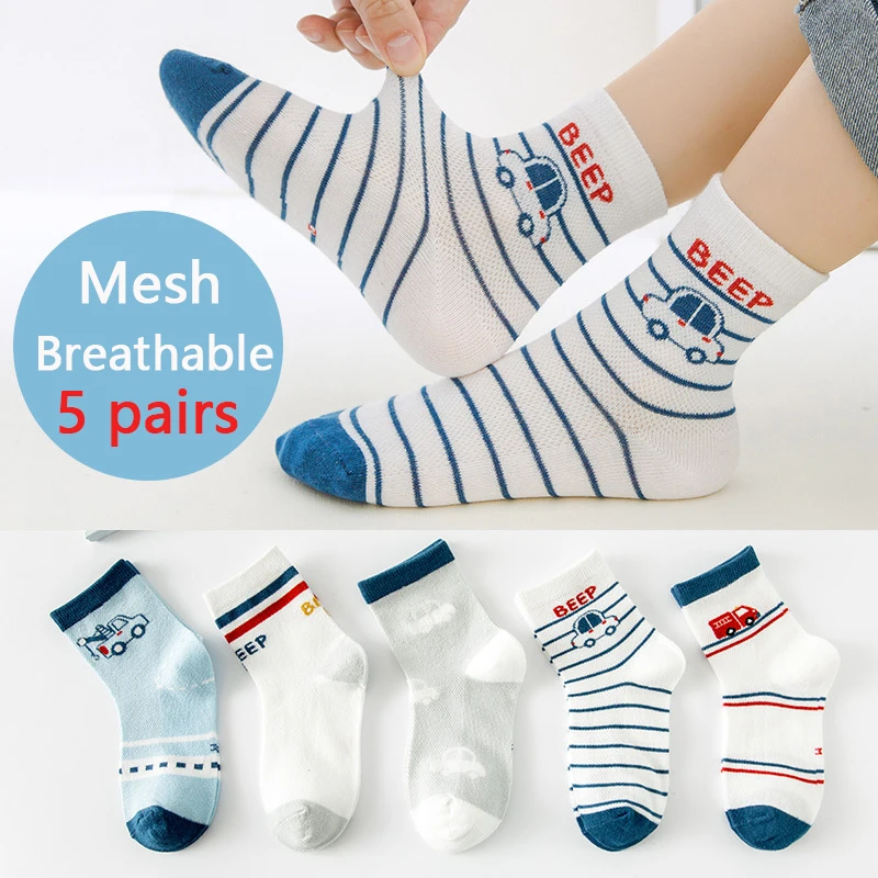 5 Pairs/Lot Baby boys Socks Summer Cotton Socks Kids Cartoon Colorful Girls Mesh Cute thin section Boy Toddler Children Socks