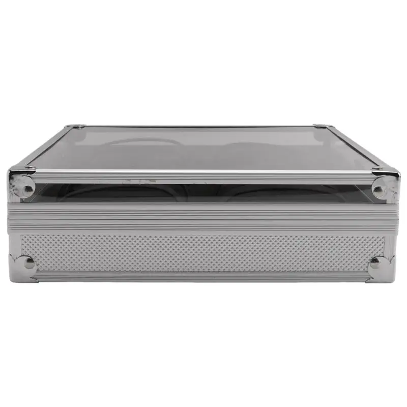 

A95D-использущая алюминиевая коробка для часов, 12 сеток, ювелирные часы, коробка для хранения дисплея, квадратный корпус, замшевая внутренняя прямоугольная коробка для часов