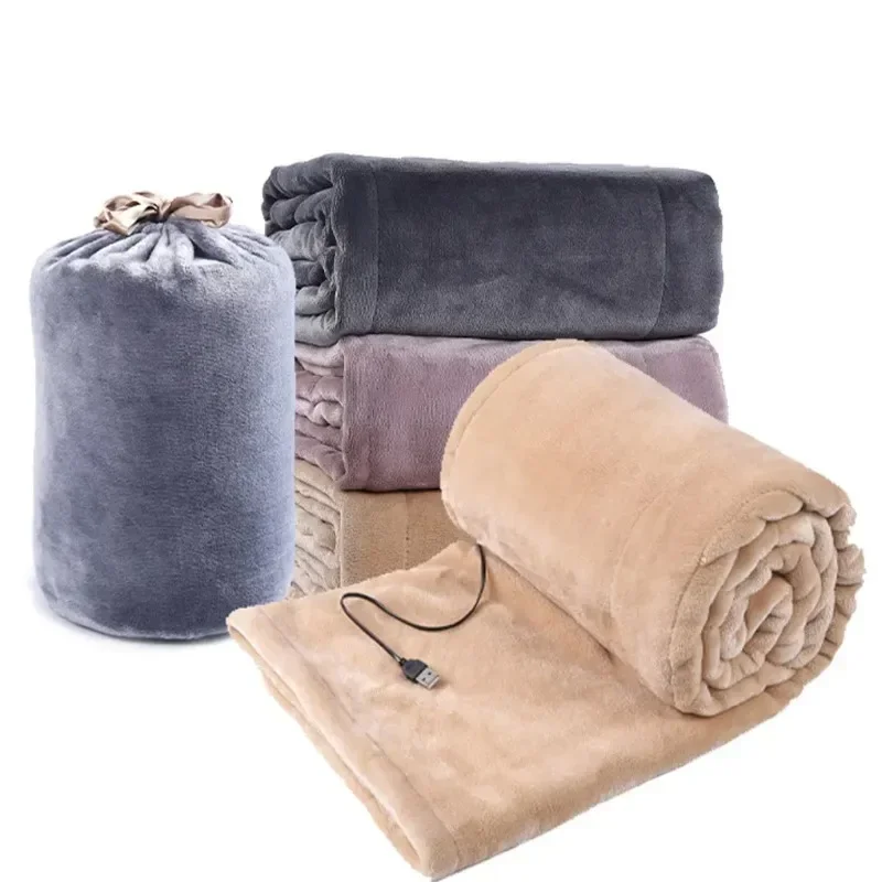Hot 140x80cm USB Heating Blanket Travel For Sofa Bed 5 Levels Portable Electric Blanket Winter Warm Soft Plush Car Shawl Camping