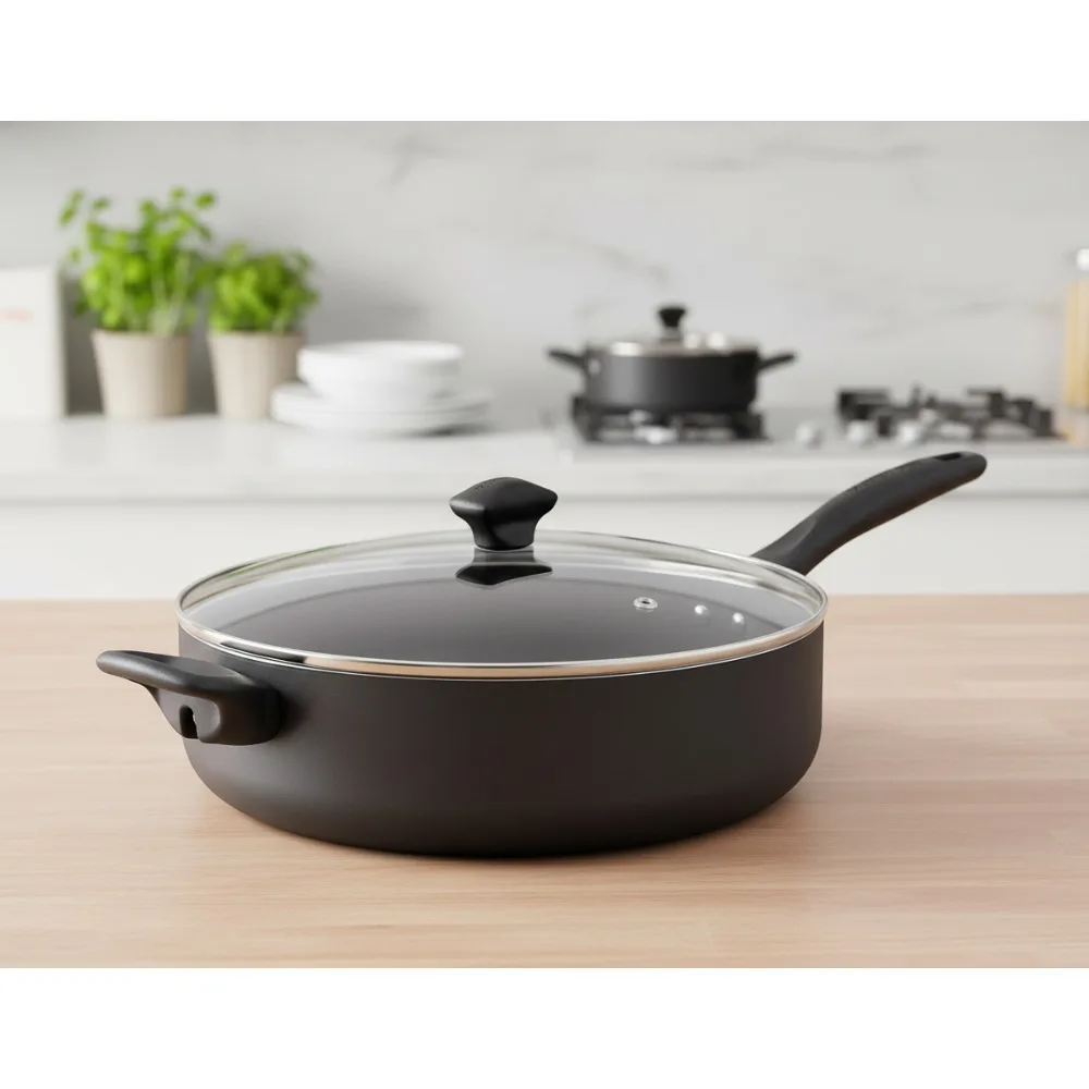 

Large 6-Quart Nonstick Saute Pan with Helper Handle - Dishwasher & Oven Safe, Easy Cleanup for Family Cooking