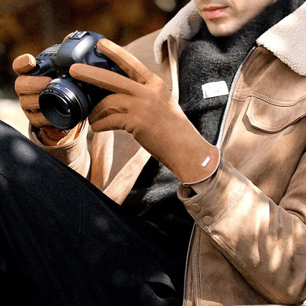 

Модные мягкие зимние теплые перчатки из утолщенного замшевого материала, перчатки на флисовой подкладке, нескользящая флисовая подкладка, велосипедные варежки, сохраняющие тепло