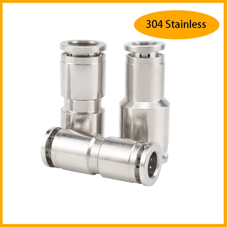 

10Pcs 304 Stainless Steel Pneumatic Fitting PU Straight PG Reducer Quick Connector 4 6 8 10 12mm Air Compressor Hose Joint