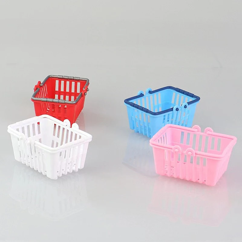 Mini cestas de compras de plástico, juguetes de simulación, decoración en miniatura, accesorios para casa de muñecas, 10 unidades