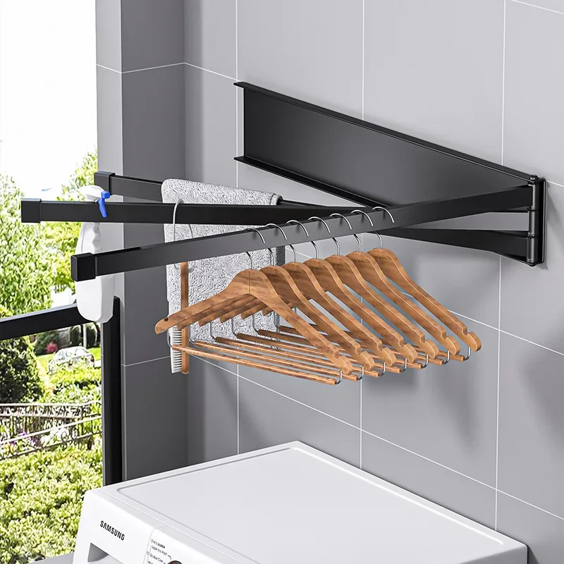 Folding Towel Rack Wall Mounted Kitchen Bathroom Balcony Activity Towel Bar Stainless Steel Rag Hanger
