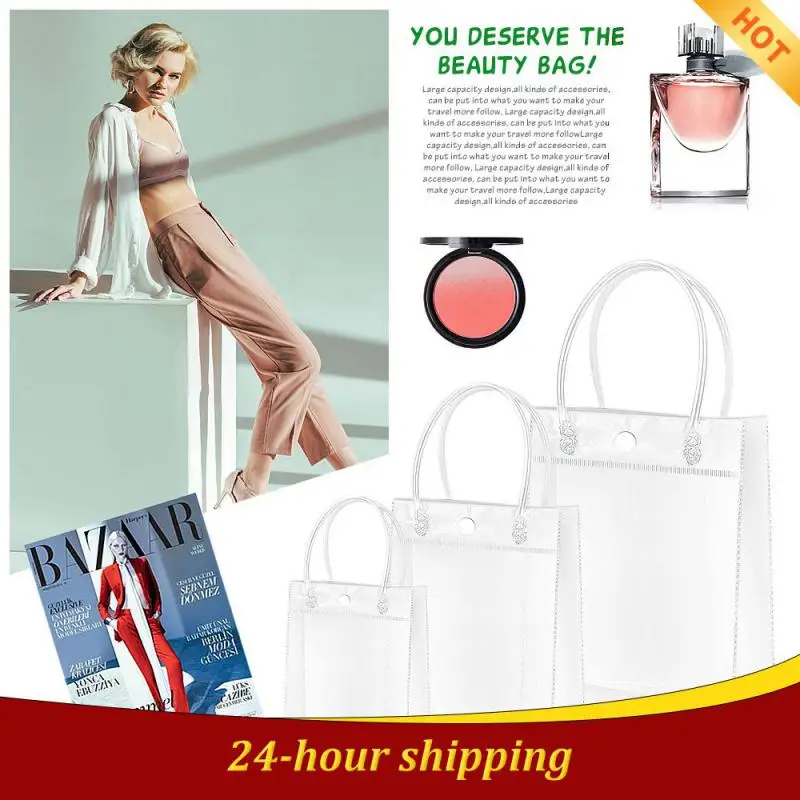 

Women Clear Tote Bag PVC Transparent Handbag Shoulder Beach Travel Makeup Bags