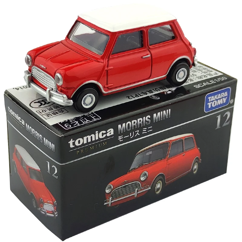 TAKARA TOMY 1:64 Black Box Morris Mini TP12 vintage alloy compression shaft miniature model, adult decoration, birthday gift