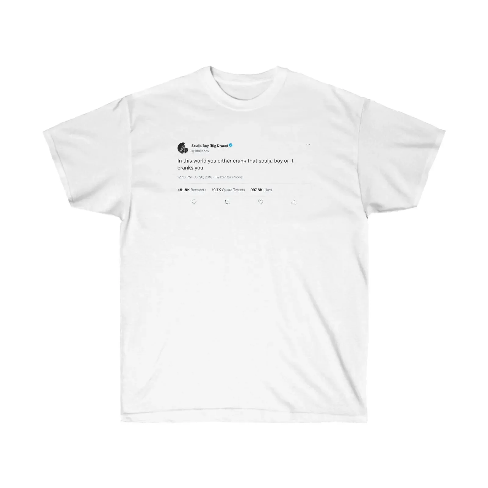 Soulja Boy Tweet T Shirt amp 39 Crank That Parody vintage Washed Slightly graphic Casual Unisex Comfortable Versatile homme