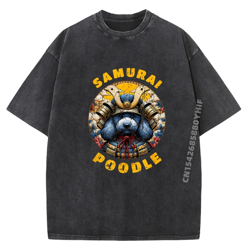 

Самурайский пудель, футболки с пуделем японского аниме, мужская футболка, повседневные потертые футболки в стиле ретро, новейшая футболка с рисунком