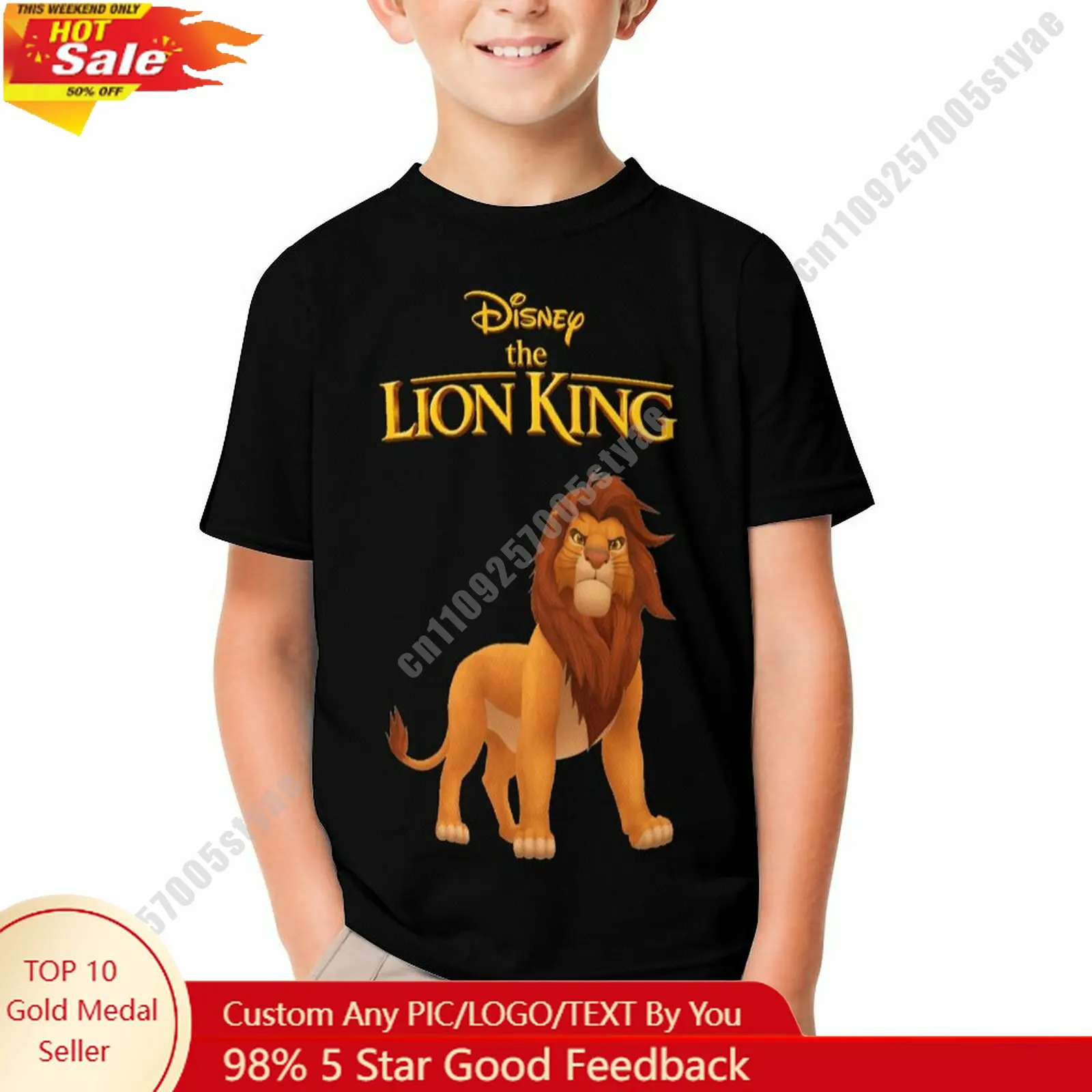 

Simba T Shirt Disney Boy Girl Custom Short Sleeve Top Breathable Soft Casual Cotton Print Summer Crew Neck Children Tee