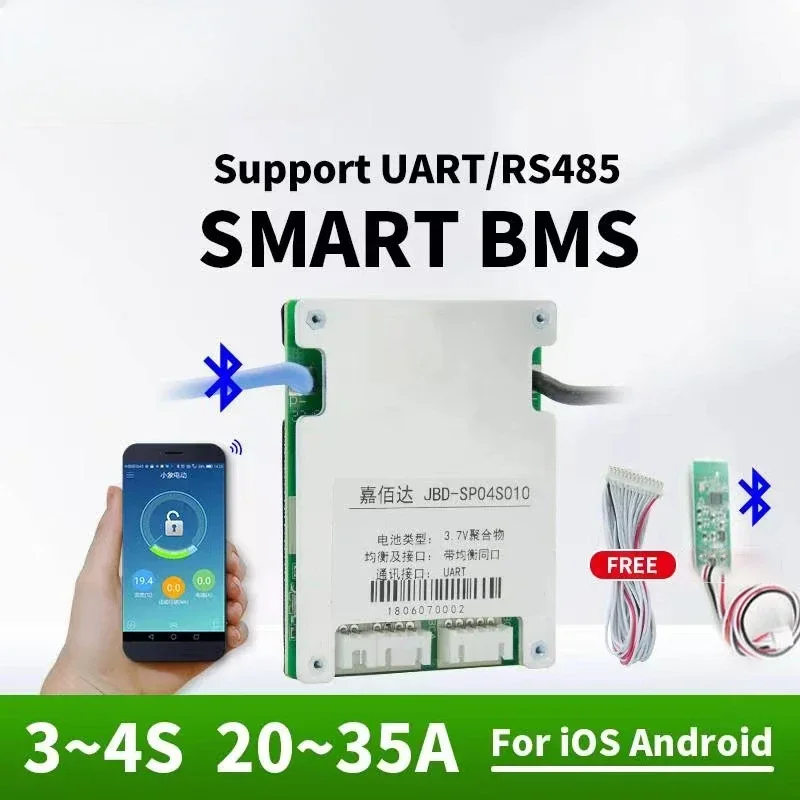 20A 35A Bms 3S 4S Liion 30A Smart Bms 12V Lifepo4 Bms With  Rs485 Uart For Small-scale