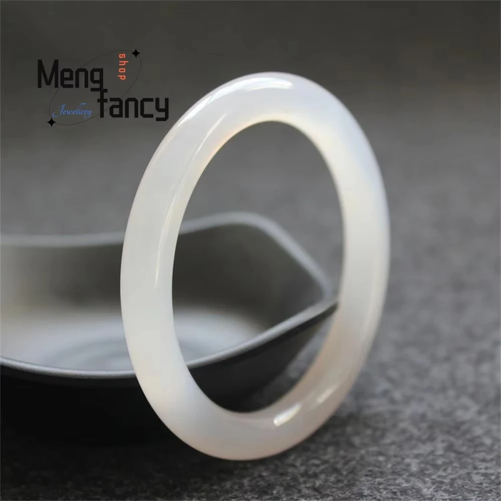Natural Brazilian Lychee Jelly Chalcedony Agate White Moonlight High-quality Translucent Jade Bracelet Exquisite Fashion Jewelry