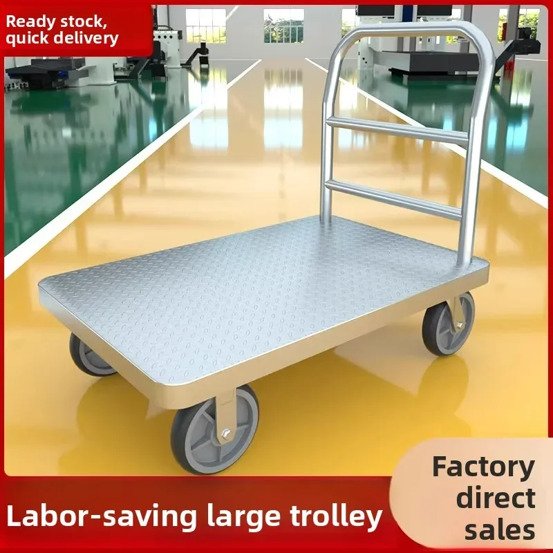 Camión plano de placa de acero, carrito plegable, carrito de tracción